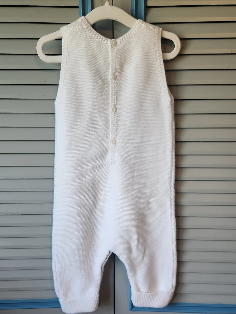 Jacadi Paris Unisex White Knit Baby Romper